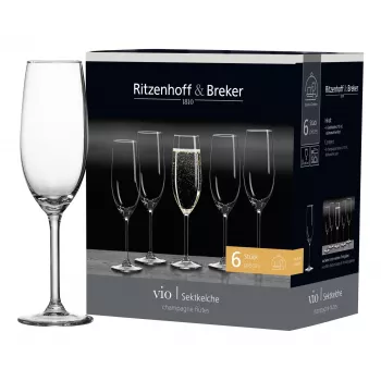 Sklenice na sekt Ritzenhoff & Breker VIO 0,21 l, baňatý tvar, vhodná do myčky, výška 220 mm (812152)