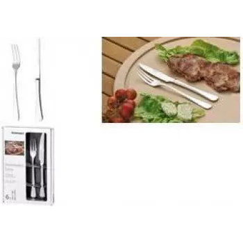 Sada příborů na steak a pizzu Esmeyer SYLVIA, 12dílná, leštěná nerez, 6 steakových nožů a 6 steakových vidliček 156-256
