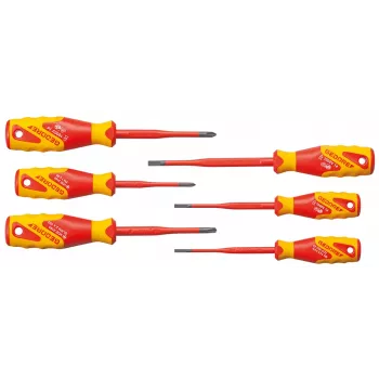 GEDORE VDE 2162-2172 PM-06 Insulated Screwdriver Set, 6 Pieces, Slotted, Phillips, Plus/Minus 2928701