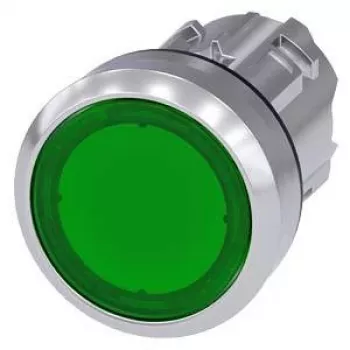 Osvětlené tlačítko Siemens SIRIUS ACT, přední díl, kov vysoký lesk, zelené, 22mm 3SU1051-0AA40-0AA0