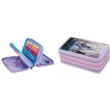 Pouzdro na psací potřeby Herlitz TriCase Whisper Mane 31dílné, polyester, 3 přihrádky, 3 zipy 400205915
