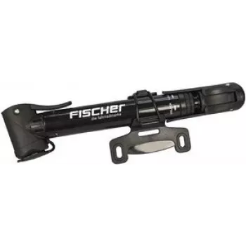 FISCHER Mini Bicycle Pump with T-Handle, Black, Switchable High Pressure/High Volume, Telescopic - 1 Piece (85581)
