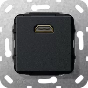 Záslepka do zdi s HDMI Gira 2.0a+ HDR, 1 port, matná černá 567010