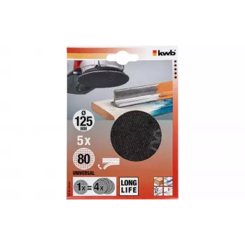 Brúsné kotouče kwb 491308 pro kotoučovou brusku, zrnitost 80, Ø 125 mm, 5 kusů
