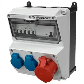 Přípojnicová kombinace MENNEKES AMAXX, IP44, 32A, 400V, 1x CEE 32A 5p, 2x Schuko 16A, proudový chránič 30mA, jističe 920080