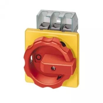 Hlavní vypínač / nouzový vypínač Siemens 3LD2804-0TK53, 3pólový, 125 A, čelní montáž, červeno-žlutý