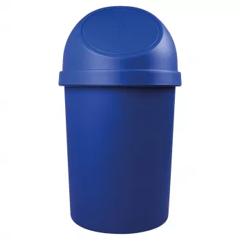 helit Okrouhlý odpadkový koš s výklopným víkem, 45 litrů, modrý, polypropylen, Ø400 mm x H700 mm (H2401334)