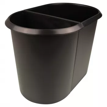 Odpadkový koš na papír HELIT the double, oválný, 20 l, černý, PE, bez víka, díl 1 (H6103795)