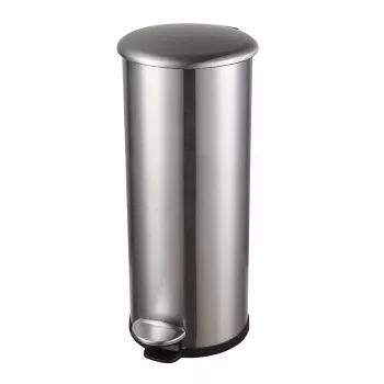 Šlapací odpadkový koš HELIT the zinc, 20 l, stříbrná nerezová ocel, kulatý, soft-close, nožní pedál H2406600