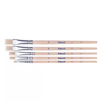 Pelikan Starter Brush Set, 5 Bristle Brushes with Wooden Handles, Assorted Sizes, Clear Case 300008263