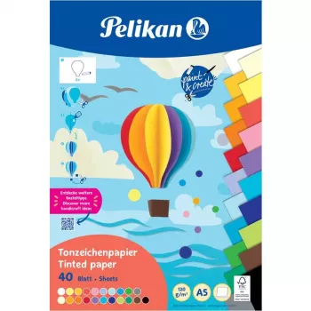 Blok barevného kartonu Pelikan DIN A5, 40 listů, 120 g/m², 21 barev, lepený nahoře 300002259