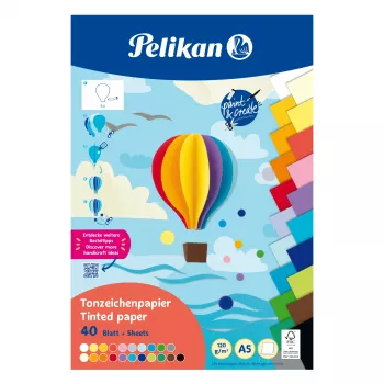 Blok barevného kartonu Pelikan DIN A5, 40 listů, 120 g/m², 21 barev, lepený nahoře 300002259