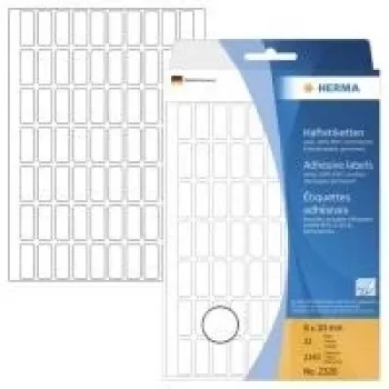 Samolepicí papírové etikety HERMA 2320, bílé, 8 x 20 mm, 2240 etiket (32 listů x 70)