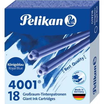 Standardní velkokapacitní inkoustové náplně Pelikan 4001 GTP/18 královská modrá, 18 ks 300735