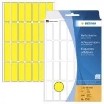 Žluté matné permanentní samolepicí papírové etikety HERMA 2361, 13 x 40 mm, 896 etiket (32 listů x 28)