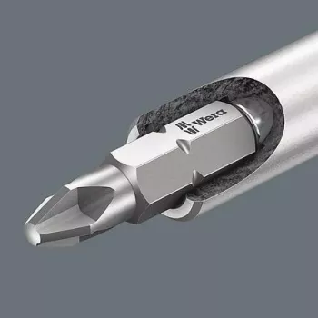 Sada bitů Wera 05073406001 z nerezové oceli, 7dílná, Phillips PH1/PH2, Pozidriv PZ1/PZ2, plochý 1,0x5,5, Hex-Plus 4/5 mm, šestihranný pohon 1/4 inch, délka 25 mm