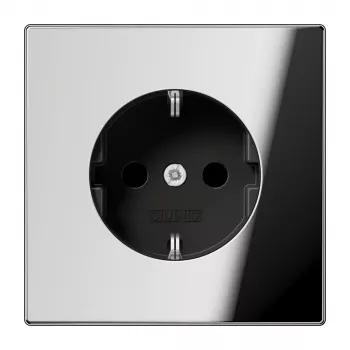 Zásuvka Schuko JUNG GCR1520KI, CEE 7/3, chrom, kov, pod omítku, 16 A, 250 V