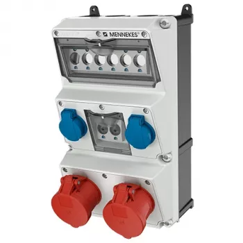 Nástěnná zásuvková kombinace MENNEKES AMAXX 930014, 32A 400V, 2x CEE + 2x Schuko, IP44