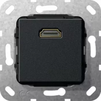 HDMI zásuvkový modul Gira System 55, 1násobný, HDMI Type-A samice na samici, černý 566910