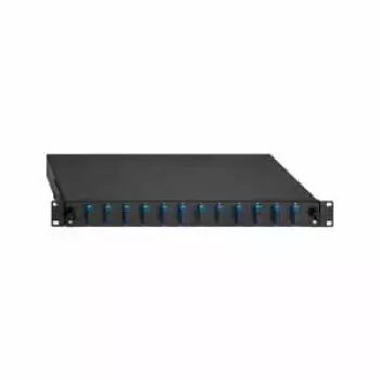 Optický patch panel Rutenbeck SC Duplex SM 12portový 1U 19 inch, černý RAL 9005, výsuvný 2280308120
