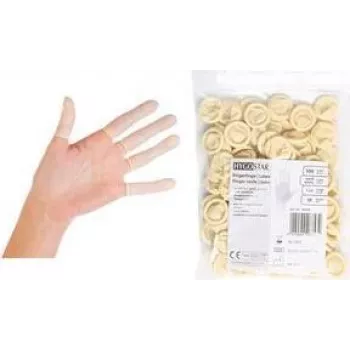 Latexové návleky na prsty HYGOSTAR, bez pudru, bílé, střední, 70 mm, texturované, rolovaný okraj, 1 ks (26753)