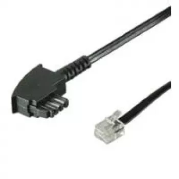 Propojovací kabel Wentronic Goobay TAE-F univerzální pin-out, černý, 10 m - TAE-F zástrčka na RJ11/RJ14 zástrčku (6P4C) 68537