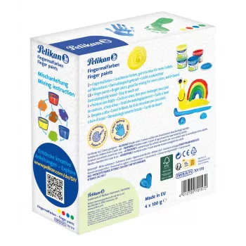 Pelikan Finger Paint Basic Colours, 4-Pack Water-Based, Dermatologically Tested, Easy to Clean - 1 Piece (701570)