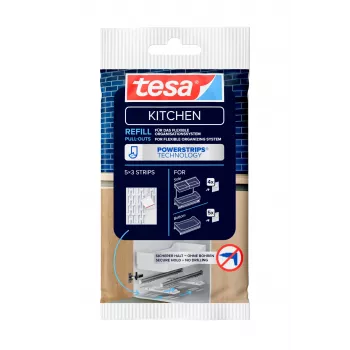 Náhradní sada tesa KITCHEN Powerstrips pro výsuvy skříněk – 15 lepicích proužků, bílá (70064-00000-00)