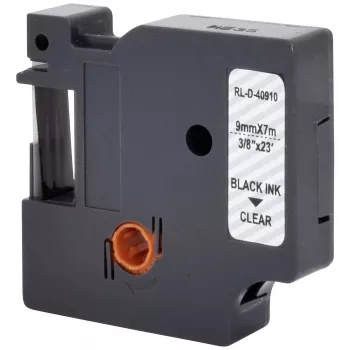 Etiketová páska Renkforce RF-LT-D40910 kompatibilní s DYMO D1 - 40910, 9 mm, transparentní, černá, 7 m RF-6027842