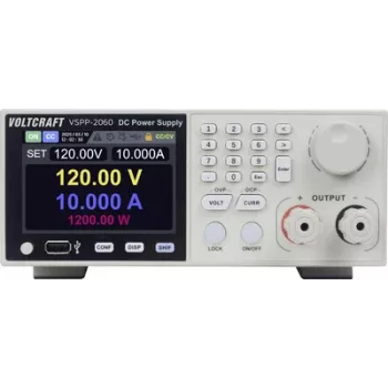 Laboratorní zdroj do racku VOLTCRAFT VSPP-2060, nastavitelný 0-600 V/DC 0-10 A, 2000 W, USB, RS-485, LAN programovatelný VC-18673215
