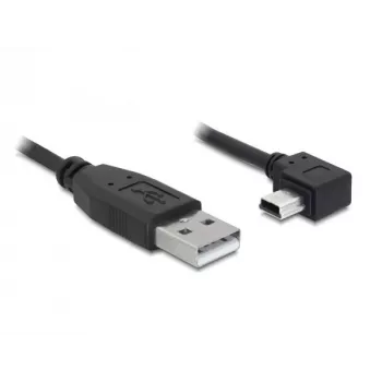 Delock kabel USB 2.0, USB-A samec na Mini USB-B 5pinový samec zalomený, 1 m, černý 82681