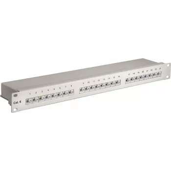 Patch panel Wentronic Goobay CAT 6 24portový STP, 19 inch 1U, šedý 94036