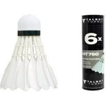 TALBOT torro Badminton Shuttlecock Hit 750, Slow, White - Classic Natural Feather with Cork Head - 1 Piece 479082
