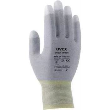 Ochranné rukavice Uvex Unipur Carbon nylonové pletené, PU povrstvená dlaň a konečky prstů, ESD bezpečné, velikost 8 6055608