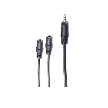 Audio Y adaptérový kabel shiverpeaks BASIC-S, 3,5mm stereo samec na 2x 3,5mm stereo samice, 0,2m, černý BS30761