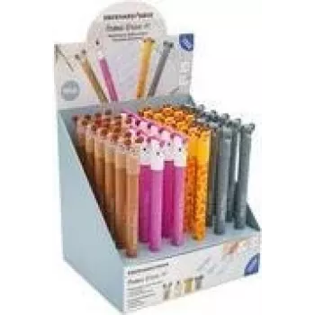 Prezentační stojan na gelová pera FABER-CASTELL EBERHARD FABER Animal Erase it!, 36 per, modrý inkoust, 0,7 mm, vymazatelná, plnitelná 560109