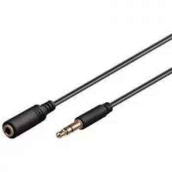 Prodlužovací kabel se 3,5mm jackem Wentronic Goobay, černý, 1 m - 3,5mm samec na 3,5mm samice, stereo (97113)