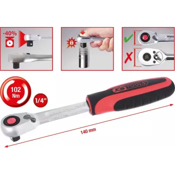 Přepínací ráčna KS TOOLS 1/4 SlimPOWER, 72 zubů (920.1490)