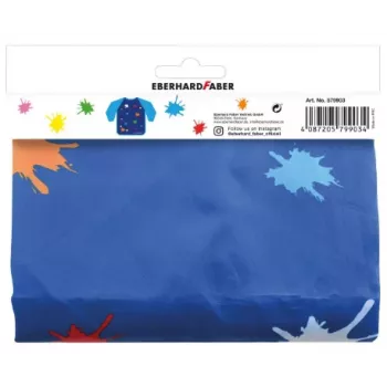 Dětská malířská zástěra Faber-Castell EBERHARD FABER EFA Color, modrá, dlouhé rukávy, univerzální velikost, 4-9 let, blistrové balení 579903