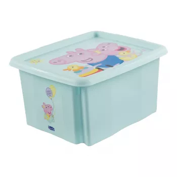keeeper Storage Box karolina Peppa Pig, 24 Litre Turn/Stack Box with Lid, PP, Aquamarine, 1 Piece 1223762433600