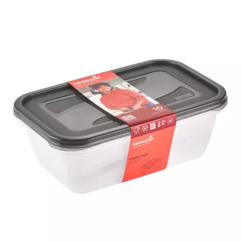 keeeper fredo fresh Food Storage Container Set, 2 x 3.3 L, Rectangular, Transparent with Grey Lids 3068082700000