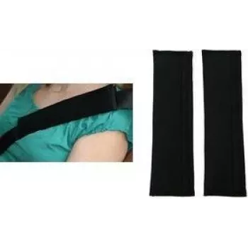 IWH Alcantara Seat Belt Pads, Black, 2-Piece Set – Soft Suede-Like Comfort, Prevents Chafing, Universal Fit 074006