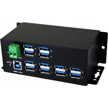 Průmyslový hub na DIN lištu EXSYS EX-1112HMS 12portový USB 3.2 Gen 1