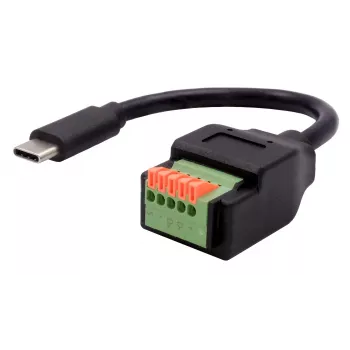 Adaptérový kabel EXSYS USB-C samec na 5pinový svorkovnicový blok s tlačítkem, USB 2.0, 15 cm EX-49123