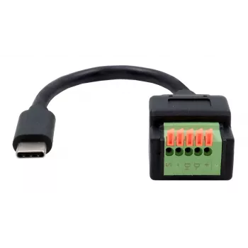 Adaptérový kabel EXSYS USB-C samec na 5pinový svorkovnicový blok s tlačítkem, USB 2.0, 15 cm EX-49123