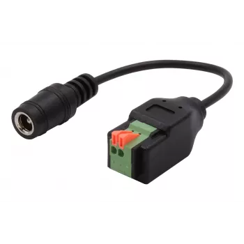 Adaptérový kabel EXSYS DC zásuvka 5,5x2,1mm na 2pinový svorkovnicový blok s tlačítkem, 15cm EX-49141