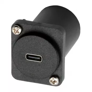 Adaptér D-typ USB-C zásuvka na zásuvku EXSYS, USB 3.2 Gen 1, panelová montáž, černý (EX-49158)