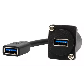Kabelový adaptér EXSYS EX-49165 D-Type panelový USB-A samice na samici, USB 3.2 Gen 1, 20 cm