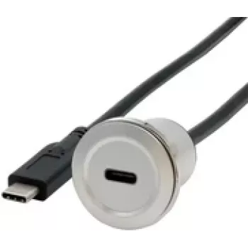 Kovový adaptér pro panelovou montáž EXSYS EX-49183, USB-C samice na samec, USB 3.2 Gen 1, 30 cm