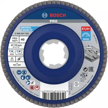 Lamelový brusný kotouč Bosch X-LOCK 115 mm G 60 pro kov, úhlový, X571 Best for Metal 2608621763